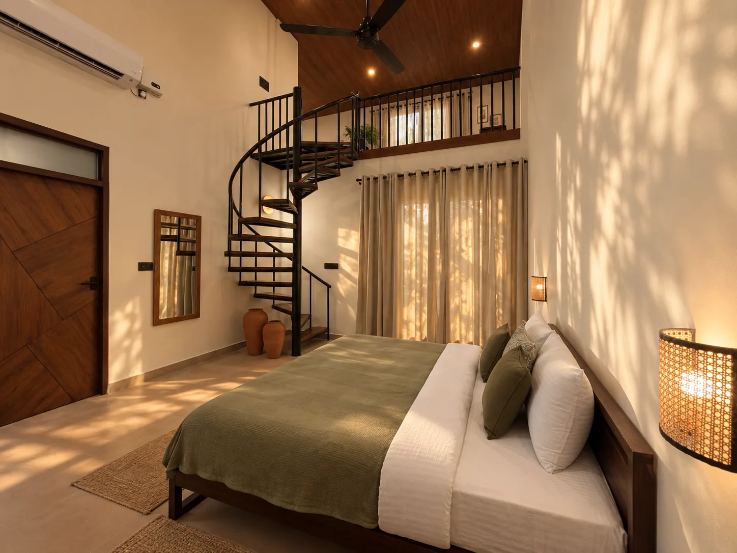 A bedroom with a mezzanine level at Semal